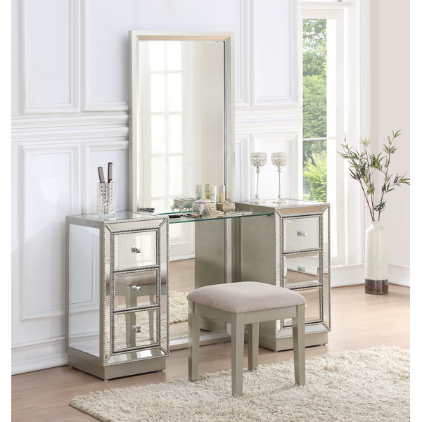 Willa Arlo Interiors Primm Storage Vanity Set with Mirror & Reviews Wayfair